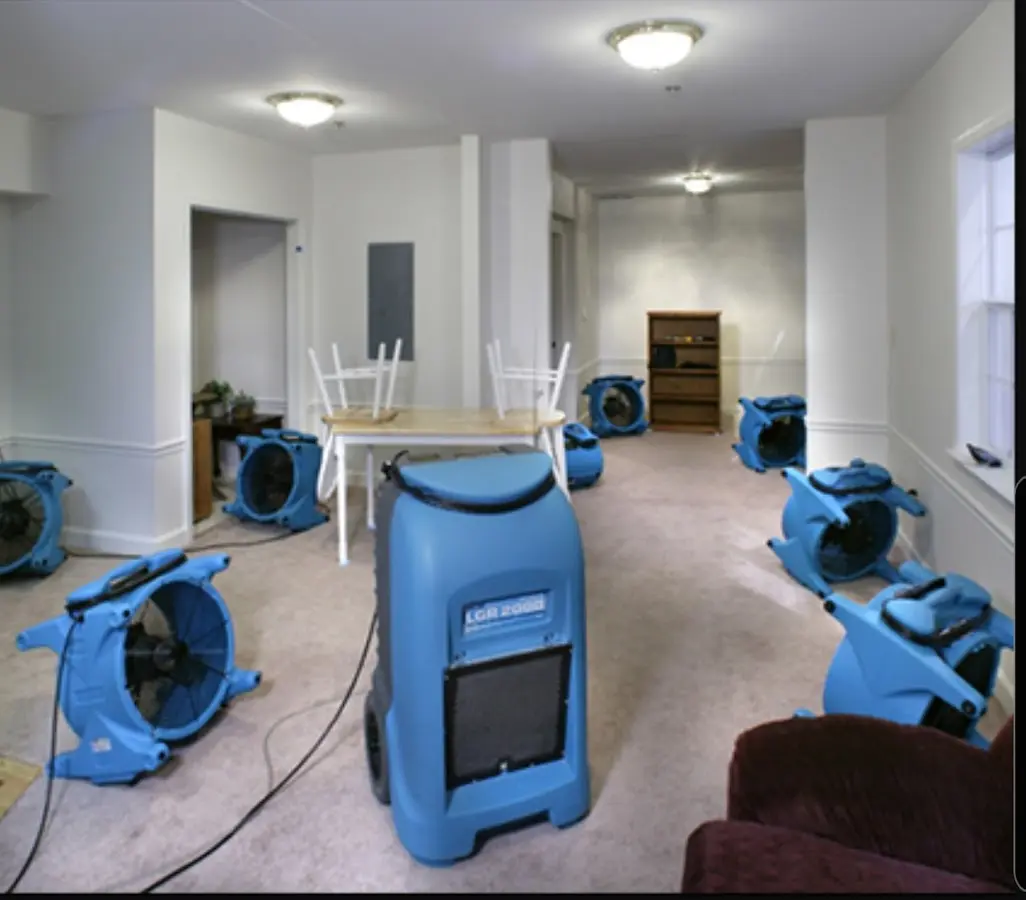 Air movers and dehumidifier setup for Water Extraction & Removal in Hernando